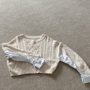 Altar'd State Beige Cable Knit Sweater